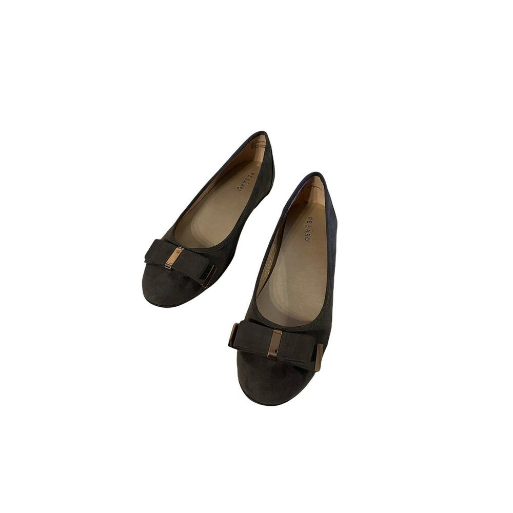Pesaro Bernadette Gray Brown Suede Ballet Flats - Size 8.5 M